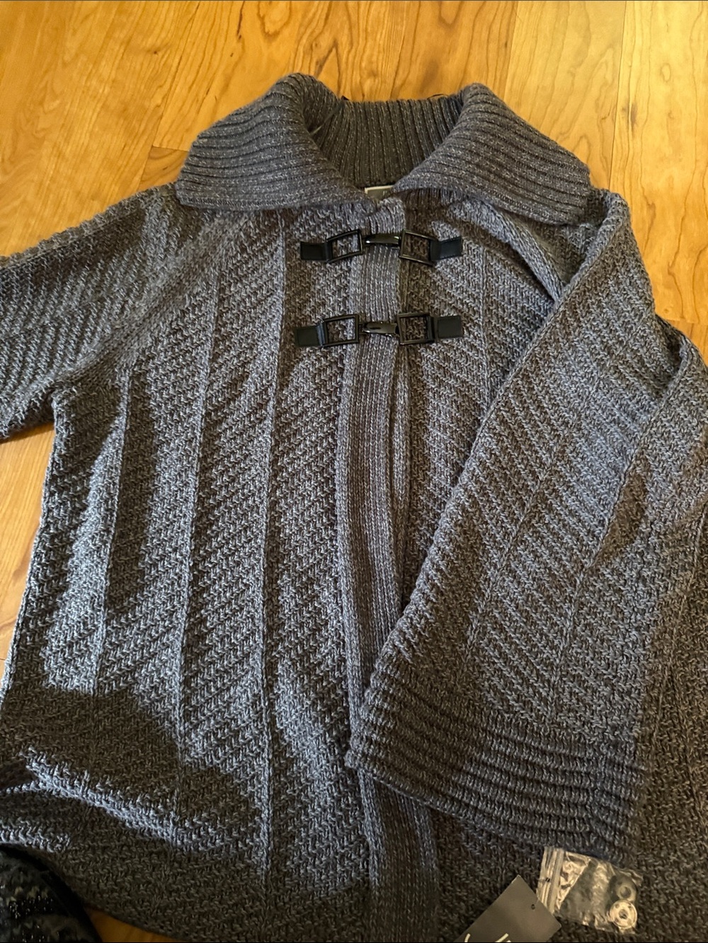 JM Collection Charcoal Gray Toggle Knit Cardigan